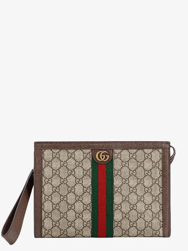 Women Gucci bags with a chain - link trim and a leather bodyGucci Man Gucci Man Brown Clutches