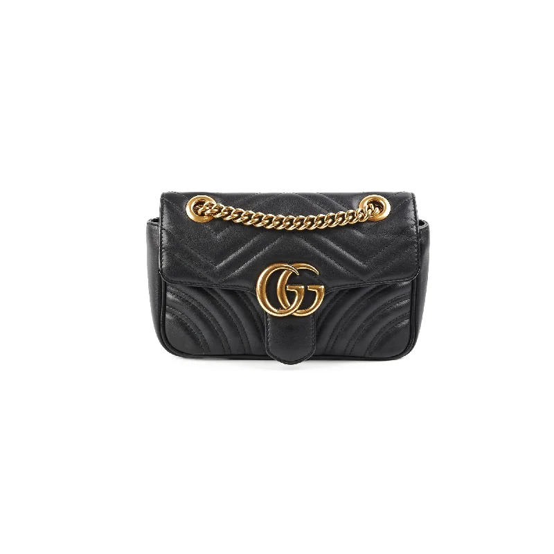 Ladies Gucci shoulder bags with a tassel decorationGucci Marmont Mini Black Shoulder Bag