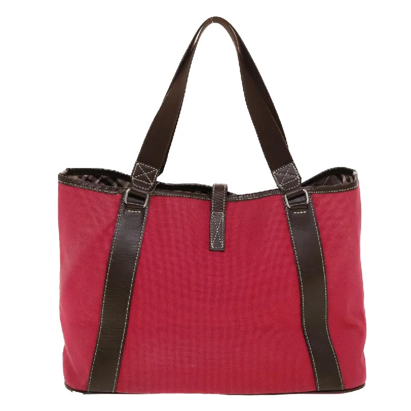 BURBERRY Shoulder Bag Canvas Leather Red  yb149