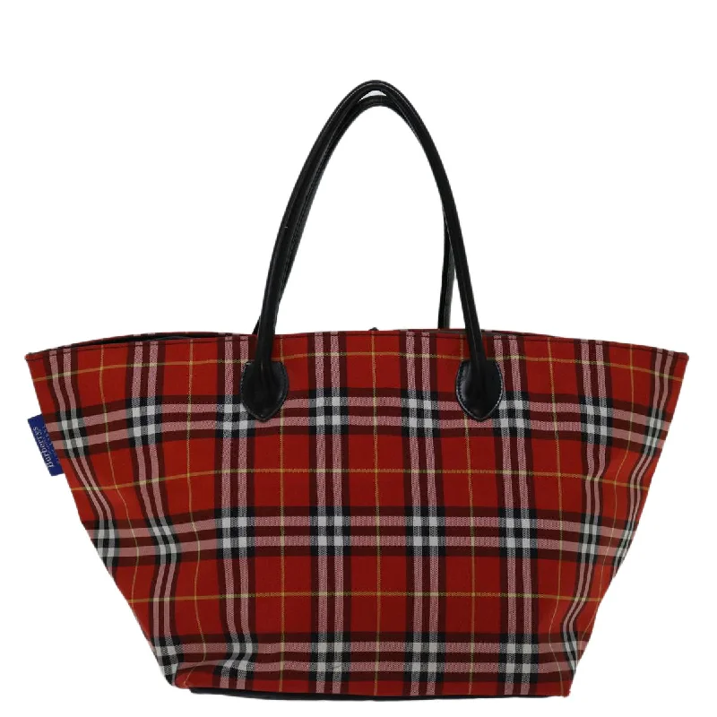 BURBERRYSs Nova Check Blue Label Hand Bag Nylon Red  bs12546