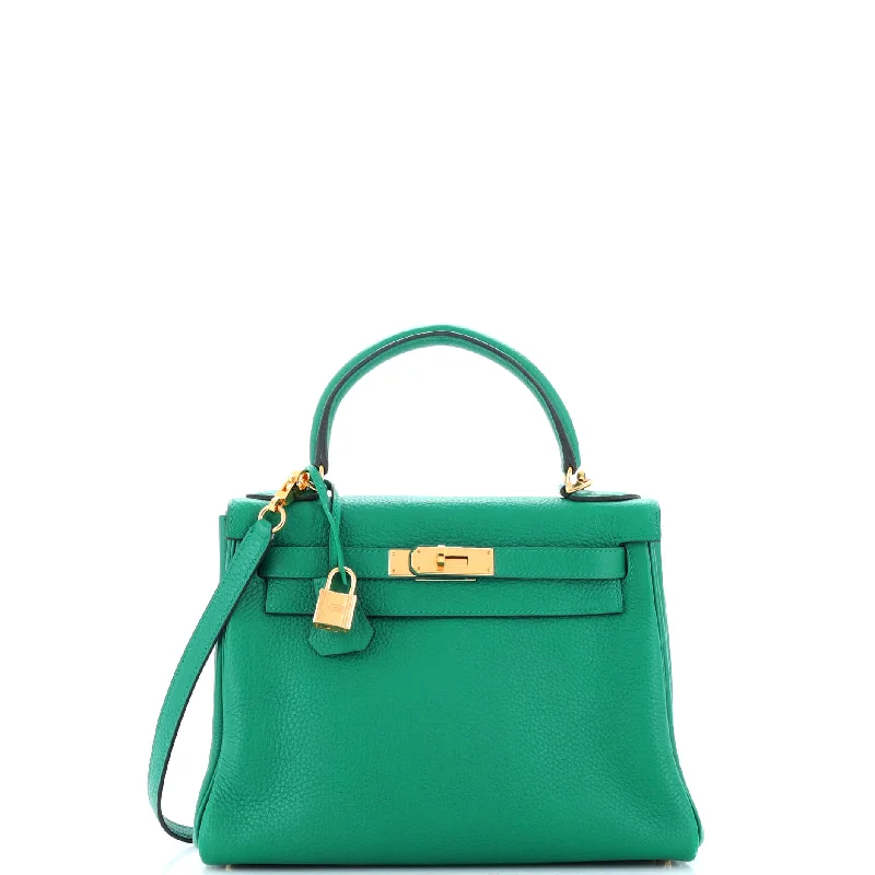 Kelly Handbag Vert Vertigo Clemence with Gold Hardware 28