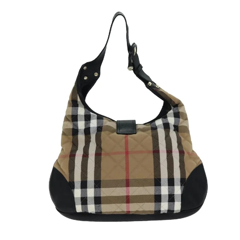 BURBERRY Nova Check Shoulder Bag Canvas Leather Beige Black  77769