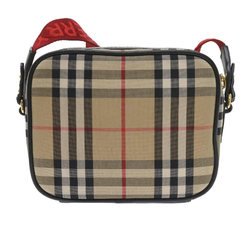 BURBERRY Nova Check Shoulder Bag Nylon Canvas Beige  58996A