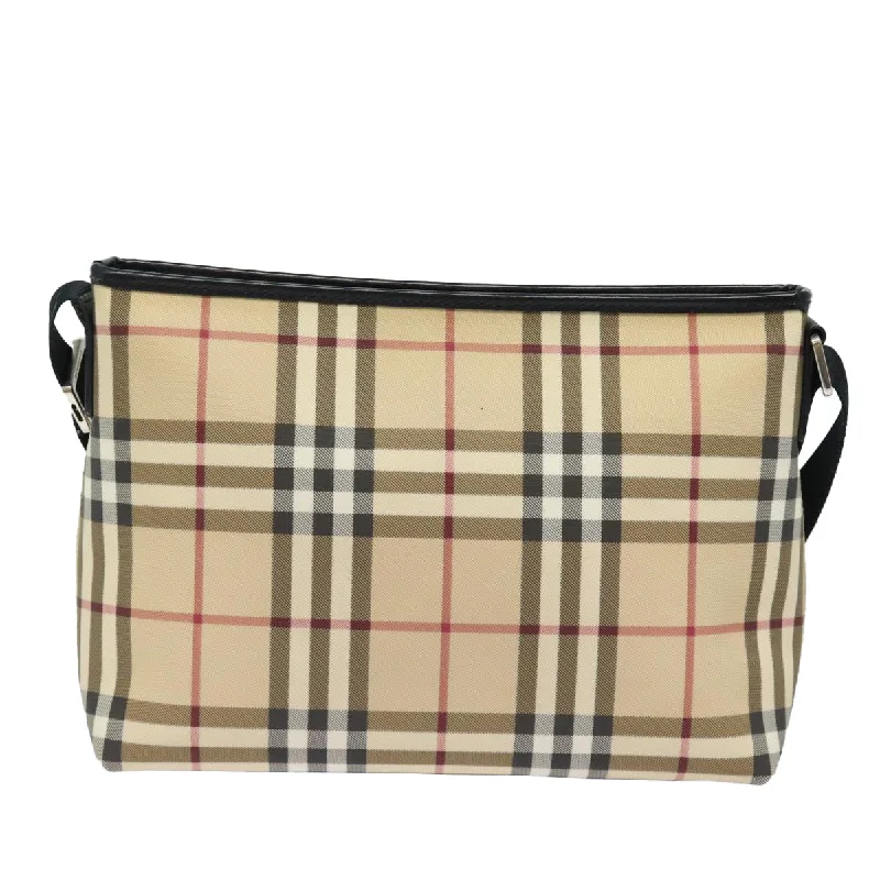 BURBERRY Nova Check Shoulder Bag PVC Leather Beige  mr252