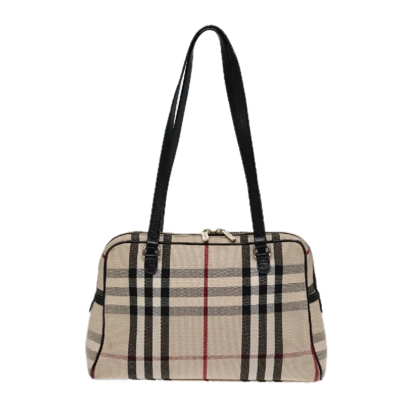 BURBERRY Nova Check Shoulder Bag Canvas Beige Gold  88489