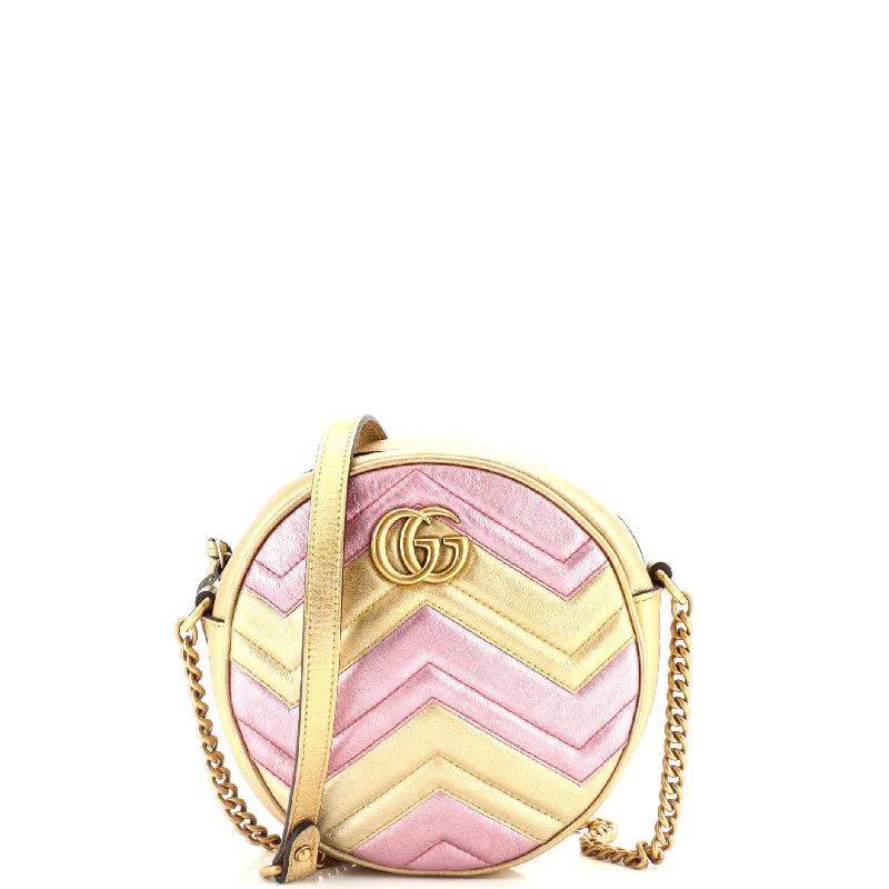 GG Marmont Round Shoulder Bag Matelasse Leather Mini