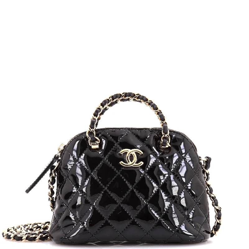 CC Dome Zip Crossbody Bag Quilted Patent Mini