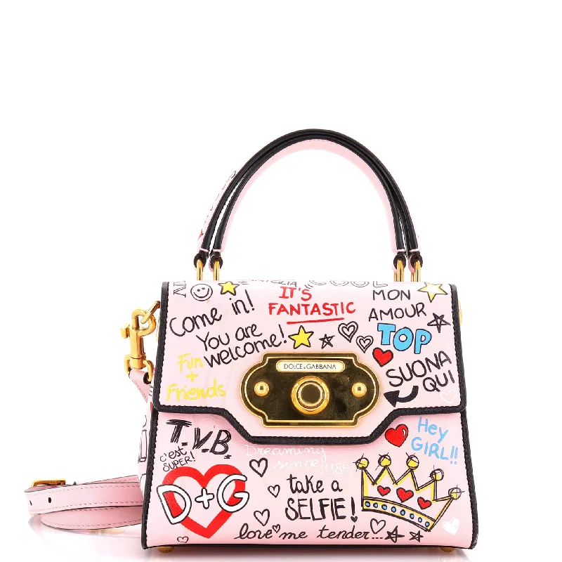 Welcome Top Handle Bag Printed Leather Mini