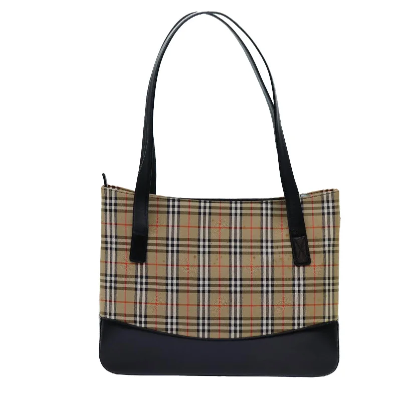 BURBERRY Nova Check Tote Bag Canvas Beige Black  72354