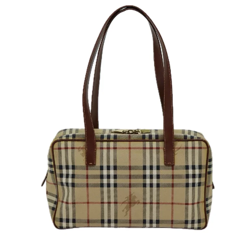 BURBERRY Nova Check Shoulder Bag PVC Leather Beige  70347