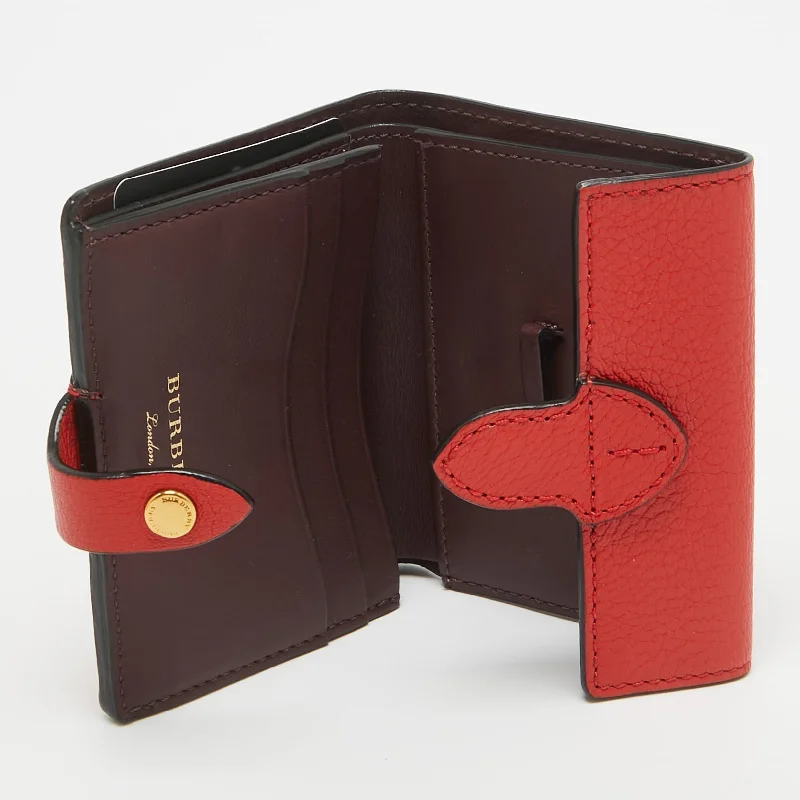 BURBERRY Red Leather Harlow Compact Wallet