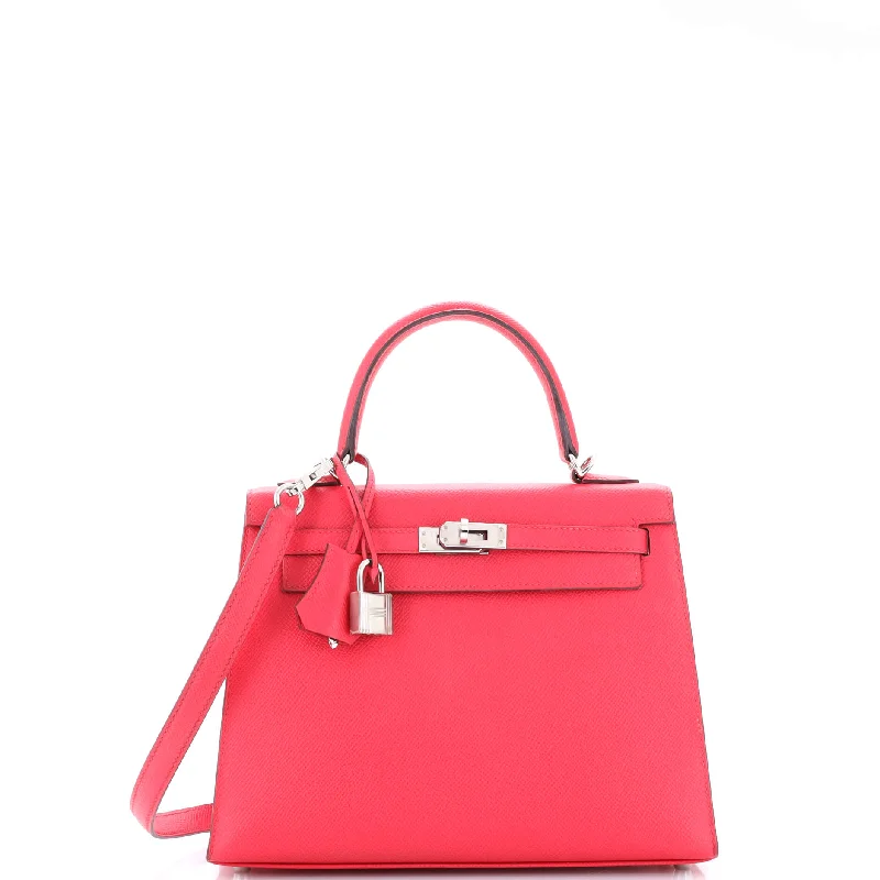 Kelly Handbag Rose Extreme Epsom with Palladium Hardware 25