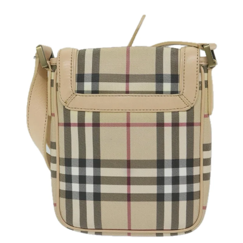 BURBERRY Nova Check Shoulder Bag PVC Leather Beige  60497