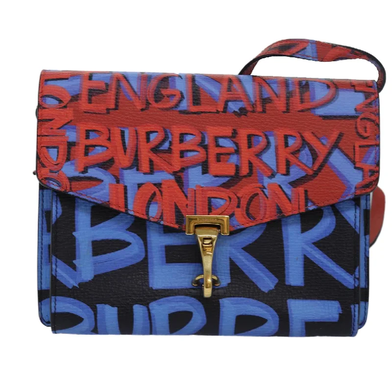 BURBERRY Shoulder Bag Graffiti Leather Red Blue  82250A