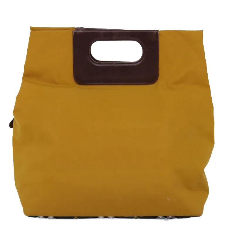 BURBERRYSs Nova Check Blue Label Hand Bag Nylon Yellow  bs14254