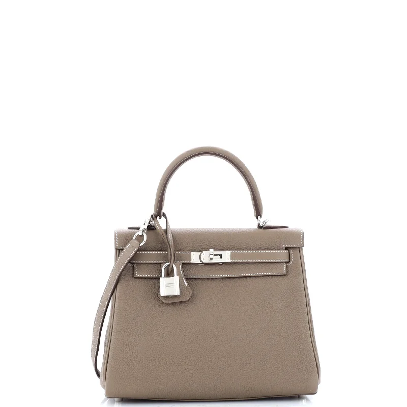 Kelly Handbag Grey Togo with Palladium Hardware 25