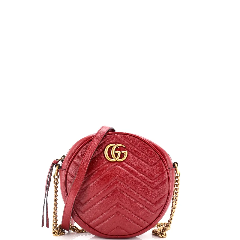 GG Marmont Round Shoulder Bag Matelasse Leather Mini