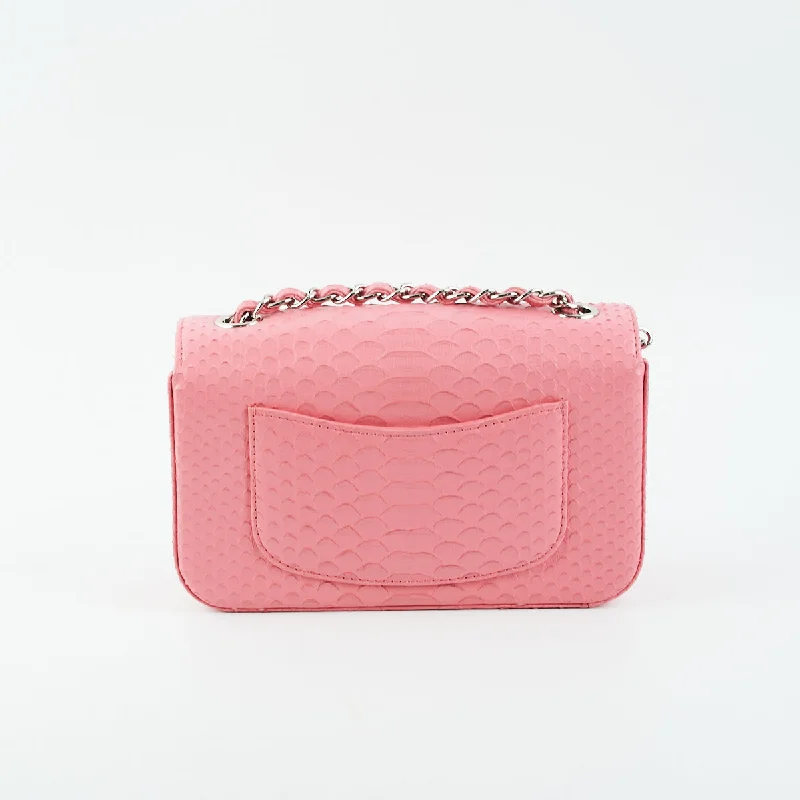 Chanel bags for women with a taste for high fashionChanel Python Rectangular Mini Classic Flap Pink