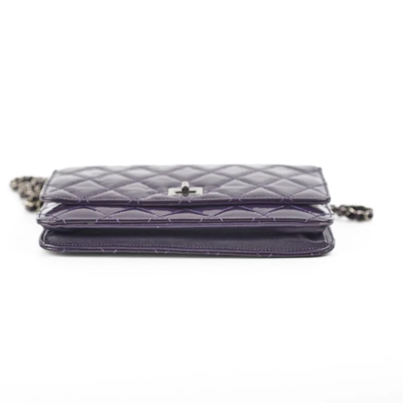 Chanel Black Handbag for Business MeetingsChanel Reissue Patent Wallet On Chain WOC Purple