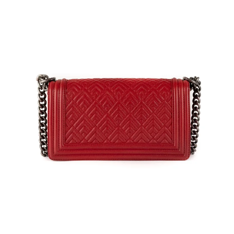 Chanel All - Match Handbag for Versatile StylingChanel Red Boy Old Medium Bag Lambskin