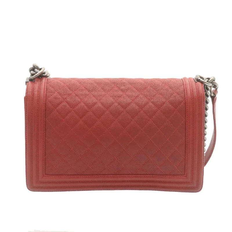 Chanel bags in luxury boutiques worldwideCHANEL Boy  Matelasse Chain Flap Shoulder Bag Leather Red CC Auth 28281A