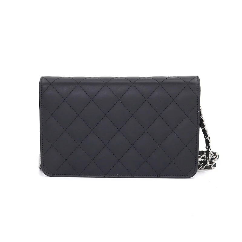 Chanel Handbag with Adjustable Strap for ComfortCHANEL Cambon Line Chain Wallet Bifold Long Leather Enamel Black A46646