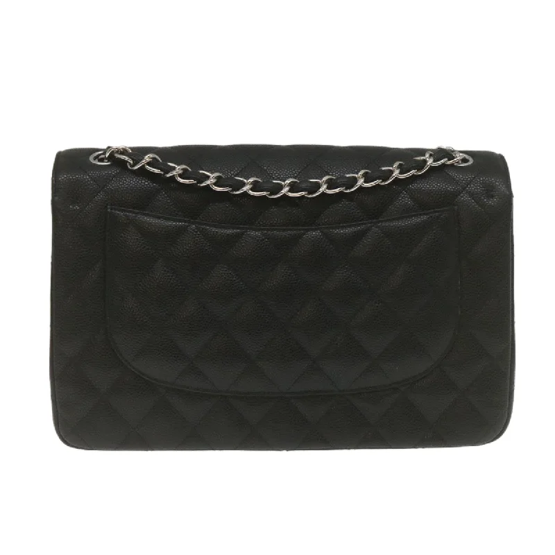 Chanel bags perfect for everyday elegCHANEL Caviar Skin Chain Double Flap Big Matelasse ShoulderBag Black Auth 29507A