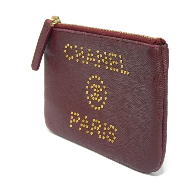 Chanel bags with leather and tweed combinationsCHANEL Coin Case Deauville Mini Pouch Caviar Skin 28th Series Logo Studs Burgundy AP0793 Men's Women's Wallet