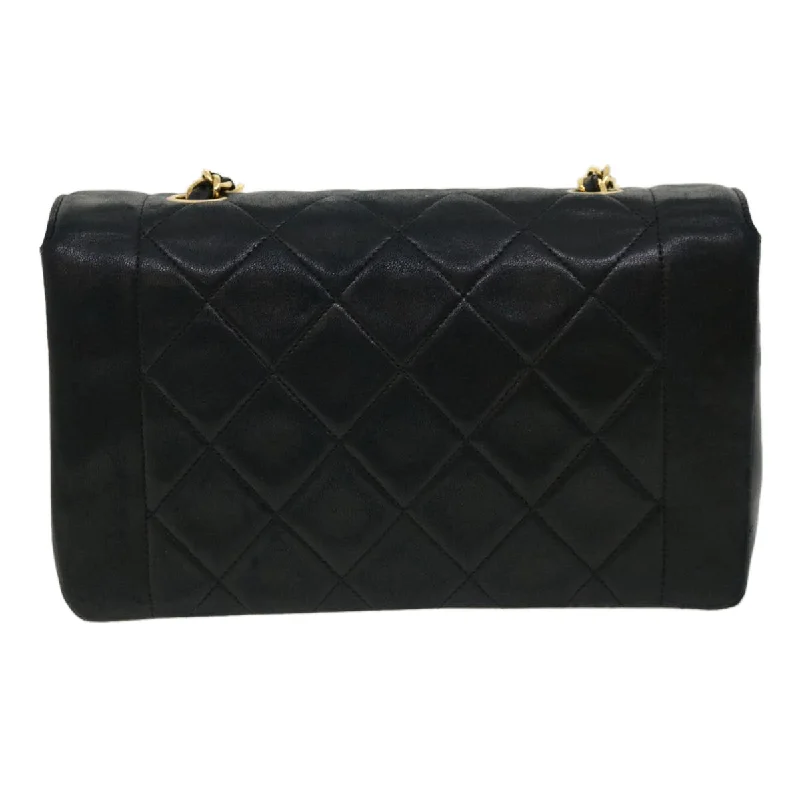 Chanel Black Handbag for Business MeetingsCHANEL Diana Matelasse Shoulder Bag Lamb Skin Black CC Auth 31443