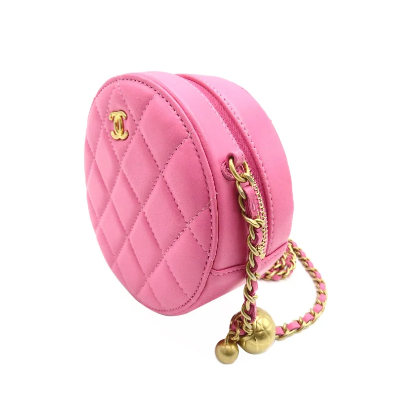 Chanel bags with iconic gold chainsCHANEL Lambskin Round As Earth Crossbody Bag