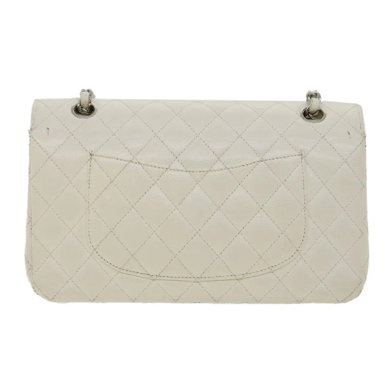 Chanel bags sale 2025CHANEL Matelasse Double Flap Chain Shoulder Bag Caviar Skin White CC Auth knn085