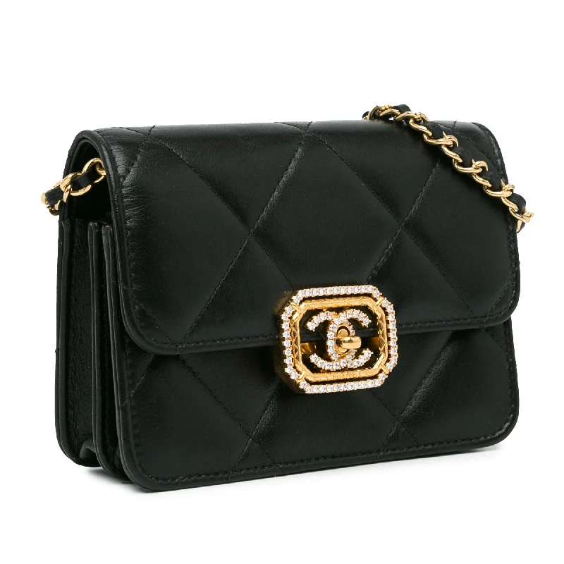 Chanel bags for the minimalist fashionChanel Quilted Calfskin Strass Clutch With Chain Flap (NLlIcy)