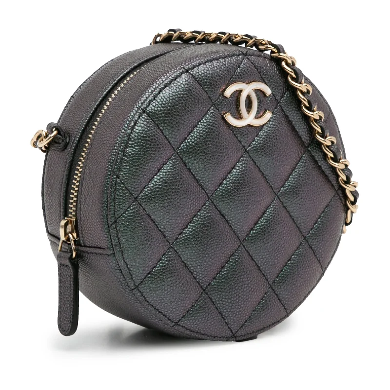 Chanel bags for those who value investment piecesChanel Quilted Iridescent Caviar Round Clutch With Chain (5vHUZc)