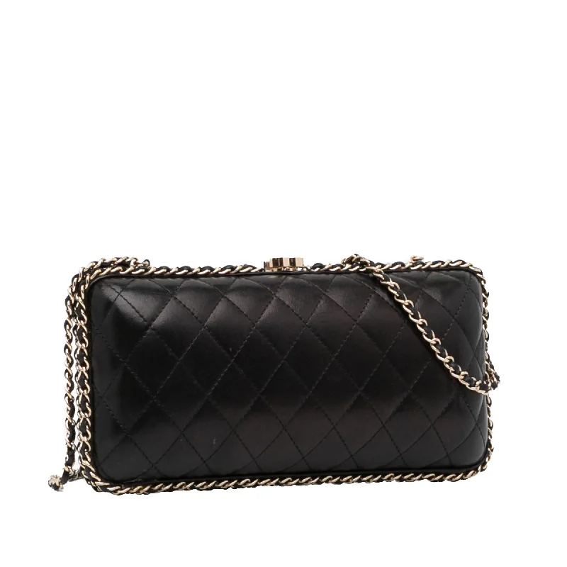 Chanel bags with leather and tweed combinationsChanel Quilted Lambskin Chain Around Clutch (vCMQzd)