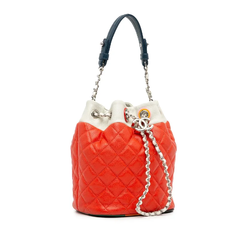 Chanel bags with the perfect balance of luxury and functionalityChanel Quilted Lambskin Cuba Drawstring Bucket (s3AsNP)