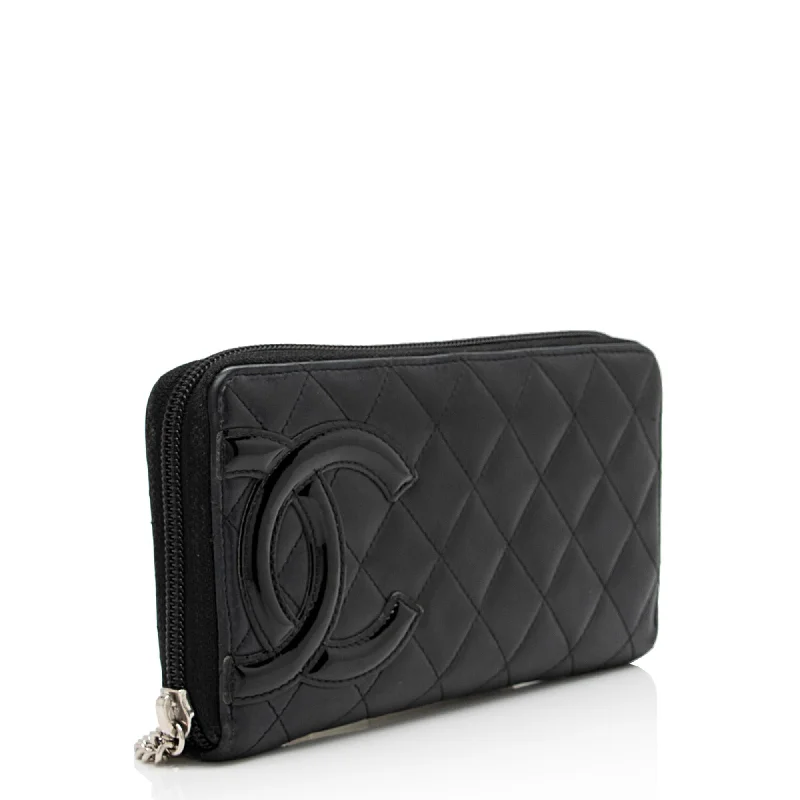 Chanel All - Match Handbag for Versatile StylingChanel Quilted Lambskin Ligne Cambon Zip Around Wallet (zKBMJT)