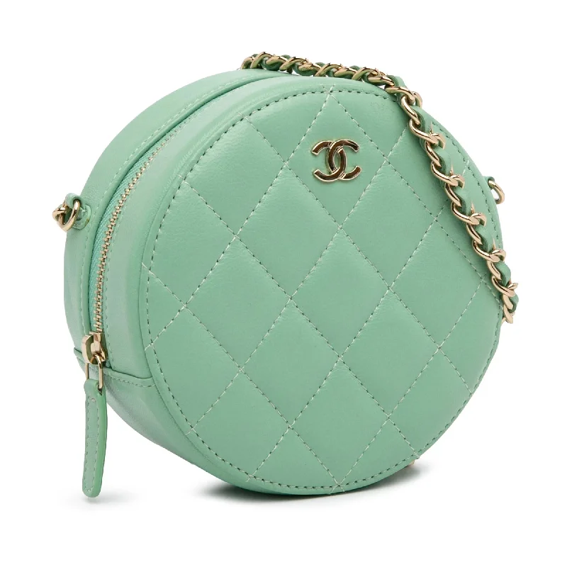 Chanel bags with adjustable chain strapsChanel Quilted Lambskin Round Crossbody (WBU4Wu)