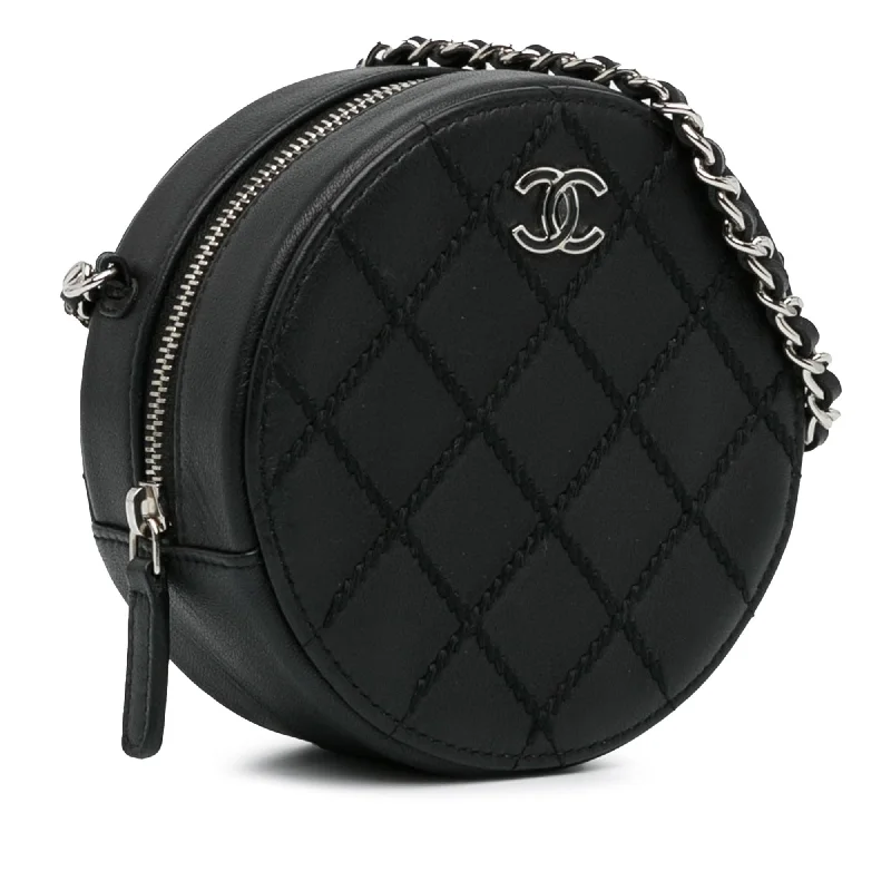 Chanel Handbag with Adjustable Strap for ComfortChanel Quilted Lambskin Ultimate Stitch Round Clutch with Chain (BLUPE1)