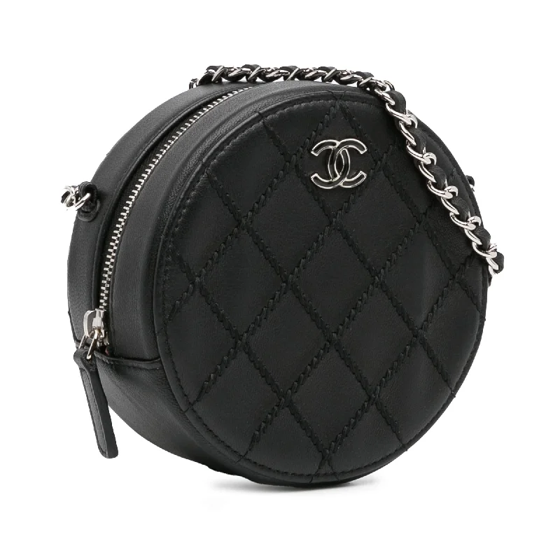 Chanel leather bags for everydChanel Quilted Lambskin Ultimate Stitch Round Clutch with Chain (W0N9sw)