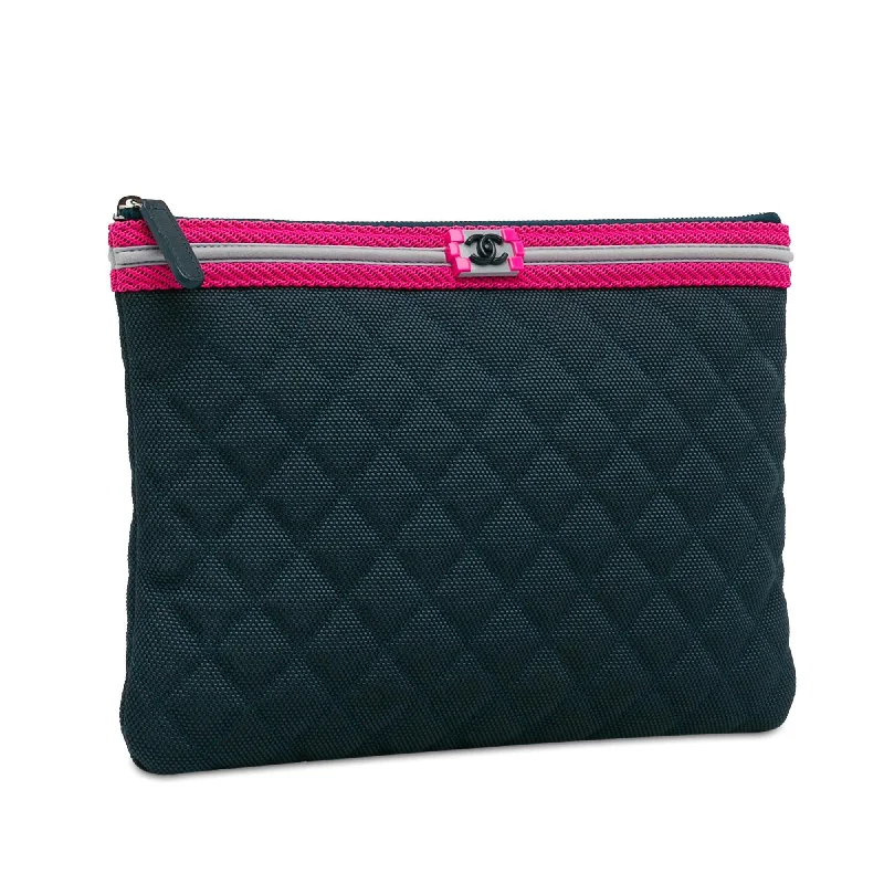 Chanel bags for those who value investment piecesChanel Quilted Nylon Fluo Boy O Case Clutch (4cUU3k)