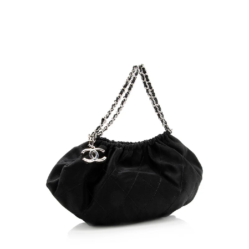 Chanel All - Match Handbag for Versatile StylingChanel Quilted Satin CC Charm Mini Hobo (19277)