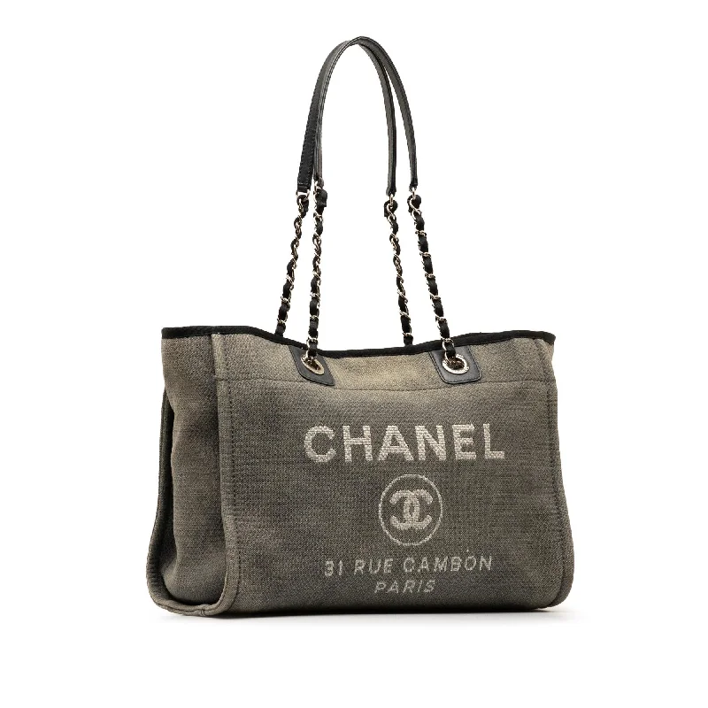 Chanel bags with leather and tweed combinationsChanel Small Canvas Deauville Tote (mmN7Cl)