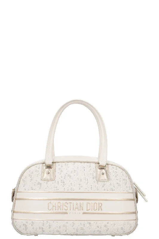 Contemporary Christian Dior handbags with a unique shapeCHRISTIAN DIOR Vibe Zip Bowling Bag White