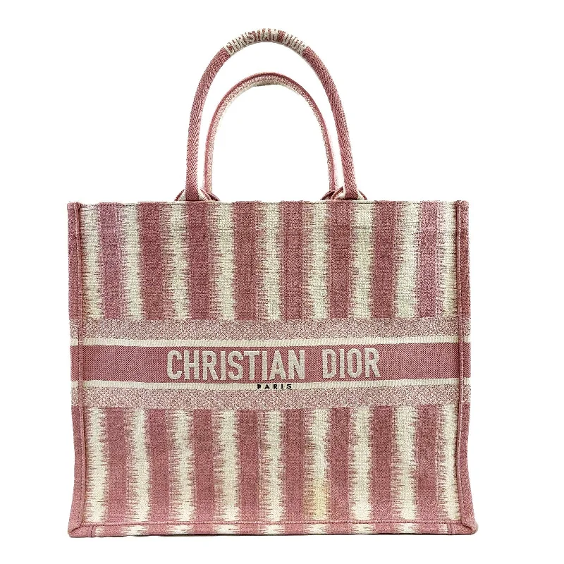 Christian Dior bags with a quilted pattern and gold - toned hardwareDIOR Bayadere Stripe Large Book Tote D-Stripes Embroidery Pink