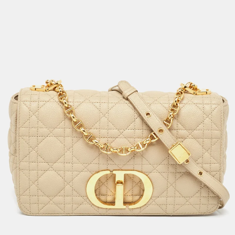 Trendsetting Christian Dior crossbody bags with a colorful strapDIOR Beige Cannage Leather Medium Caro Shoulder Bag