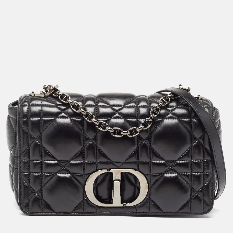 Christian Dior backpacks with a sleek, minimalist silhouetteDIOR Black Cannage Leather Medium Caro Shoulder Bag