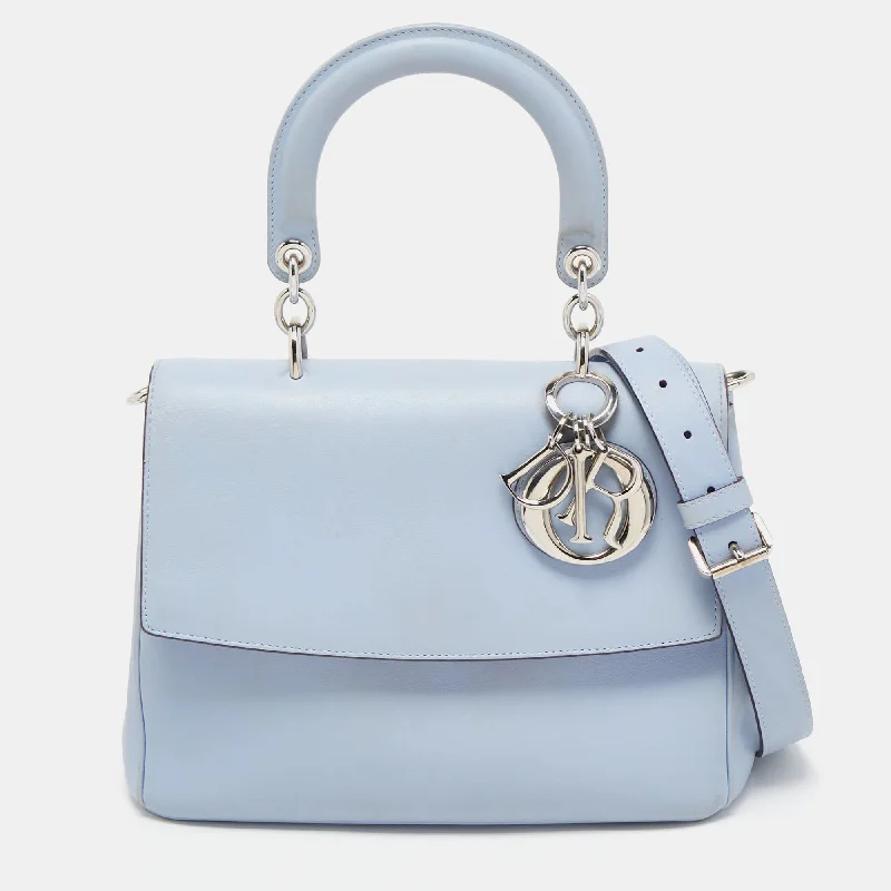 Christian Dior tote bags with a double - handle and shoulder - strap optionDIOR Blue Leather Small Be  Flap Top Handle Bag