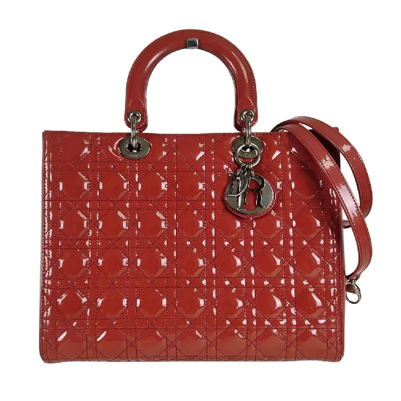 Christian Dior Saddle bags with a distressed leather finishChristian Dior Christian Lady shoulder bag in red patent leather