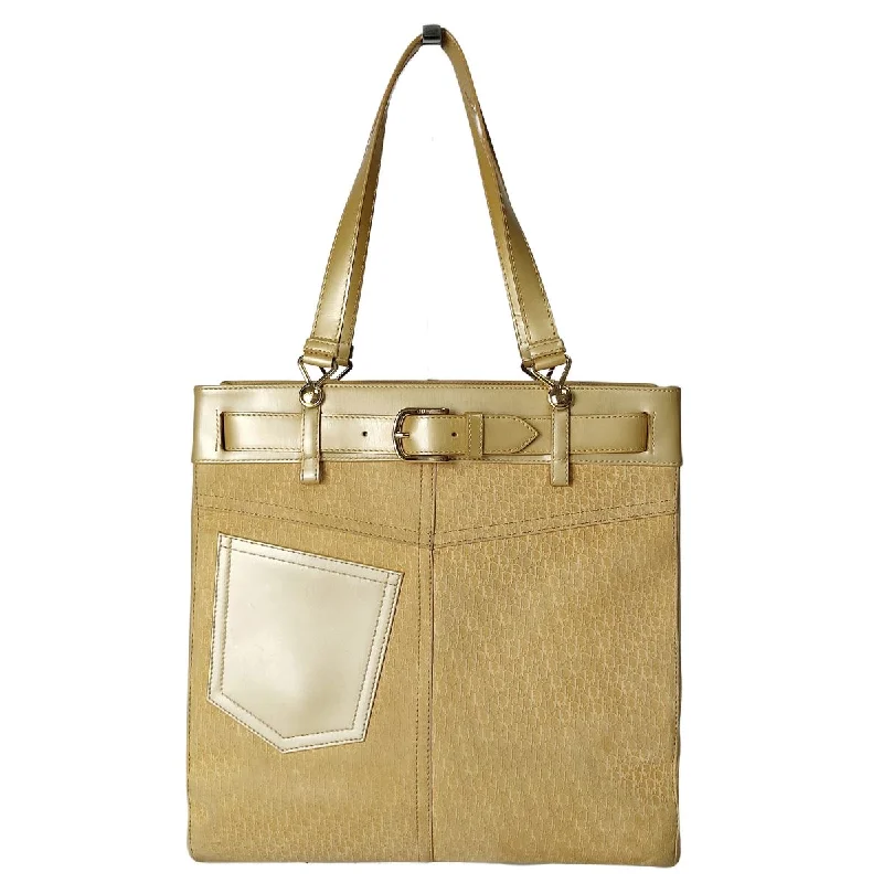 Christian Dior bags with a side - pocket for holding a water bottleChristian Dior Christian shoulder tote bag in golden monogram suede