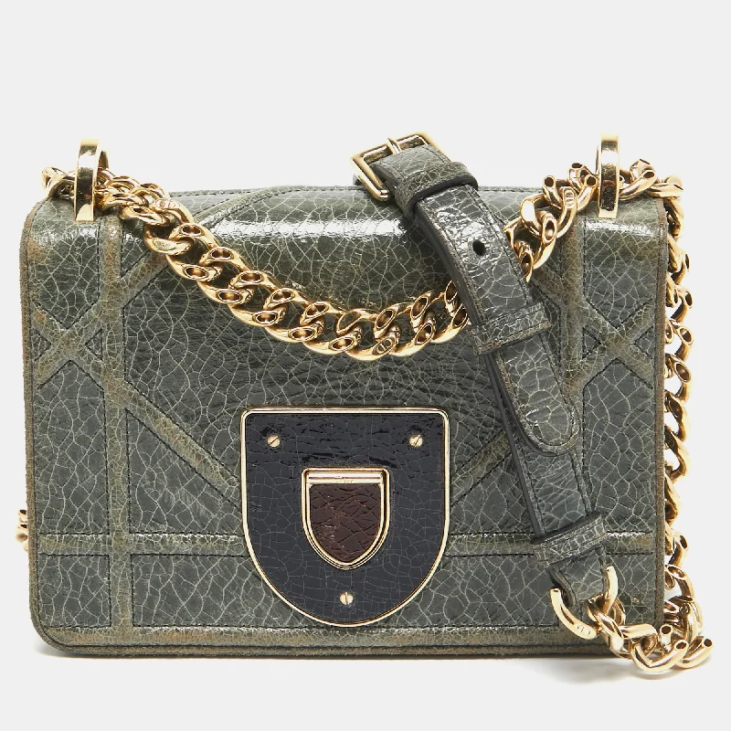 Christian Dior bags with a side - pocket for holding a water bottleDIOR Green Ceramic Effect Leather ama Club Shoulder Bag